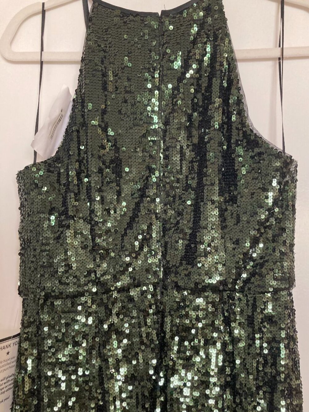 Alex Evenings Emerald Green sequined halter long evening dress size 10 - Picture 5 of 6